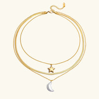 Cirra Sun & Moon Layered Gold Necklace
