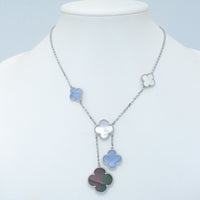 [
Bluetears-Jewels]CLOVER MOP CHALCEDONY NECKLACE SILVER 6 MOTIF