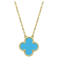 [
Bluetears-Jewels]CLOVER 15MM VINTAGE TURQUOISE NECKLACE