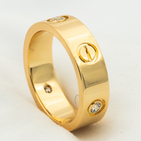 [
Bluetears-Jewels]LOVE RING 5.5MM 3 DIAMONDS PINK GOLD