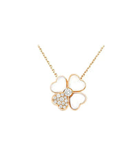 [
Bluetears-Jewels]CLOVER MOP DIAMOND ROSE GOLD NECKLACE