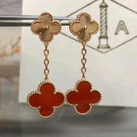 [
Bluetears-Jewels]CLOVER 2 MOTIF  LASER CARNELIAN EARRINGS