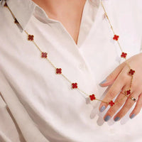 [Blue Jewels]CLOVER 20 MOTIFS CARNELIAN NECKLACE