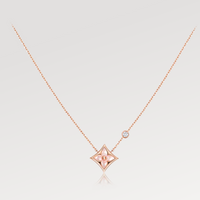 [
Bluetears-Jewels]STAR PINK MOP 1 DIAMOND PINK GOLD NECKLACE