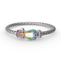 [
Bluetears-Jewels]FORC LARGE HORSESHOE  COLORED DIAMOND BRACELET SILVER