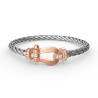 [
Bluetears-Jewels]FORCE LARGE HORSESHOE HALF DIAMOND BRACELET ROSE GOLD