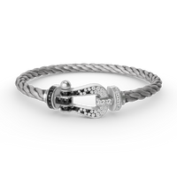 [
Bluetears-Jewels]FORCE LARGE HORSESHOE BLACK WHITE DIAMOND BRACELET SILVER
