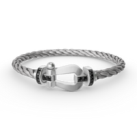 [
Bluetears-Jewels]FORCE LARGE HORSESHOE BLACK DIAMOND BRACELET SILVER