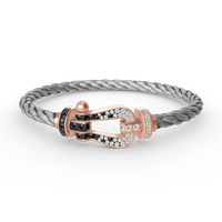 [
Bluetears-Jewels]FORCE LARGE HORSESHOE BLACK WHITE DIAMOND BRACELET ROSE GOLD