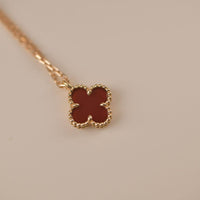 [
Bluetears-Jewels]CLOVER MINI 9.5MM WHITE CARNELIANS NECKLACE