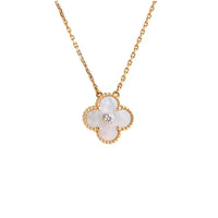 [
Bluetears-Jewels]CLOVER 15MM DIAMOND WHITE FRITILLARIA NECKLACE