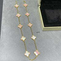 [
Bluetears-Jewels]CLOVER 10 MOTIFS PINK MOP NECKLACE
