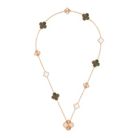 [
Bluetears-Jewels]DETACHABLE CLOVER 15(11+4) FLOWER ROSE GOLD NECKLACE SET