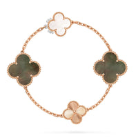[
Bluetears-Jewels]DETACHABLE CLOVER 15(11+4) FLOWER ROSE GOLD NECKLACE SET