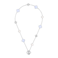 [
Bluetears-Jewels]DETACHABLE CLOVER 15(11+4) FLOWER SILVER NECKLACE SET