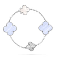 [
Bluetears-Jewels]DETACHABLE CLOVER 15(11+4) FLOWER SILVER NECKLACE SET