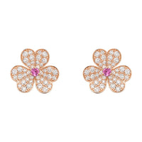 [
Bluetears-Jewels]FRIVOLE PINK GOLD FLOWER DIAMOND EARRINGS