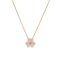 [
Bluetears-Jewels]FRIVOLE ROSE GOLD FLOWER DIAMOND NECKLACE