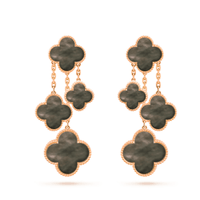 [
Bluetears-Jewels]CLOVER EARRINGS DARK MOP 4 MOTIFS ROSE GOLD