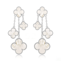 [Blue Jewels]CLOVER EARRINGS WHITE MOP 4 MOTIFS SILVER