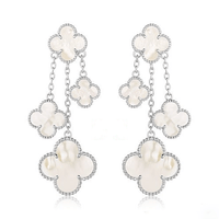 [
Bluetears-Jewels]CLOVER EARRINGS WHITE MOP 4 MOTIFS SILVER