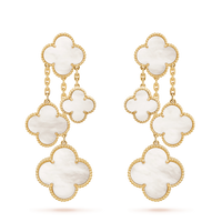 [
Bluetears-Jewels]CLOVER EARRINGS WHITE MOP 4 MOTIFS GOLD
