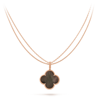 [
Bluetears-Jewels]CLOVER 25MM GOLD DARK MOP BIG CLOVER NECKLACE