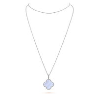 [
Bluetears-Jewels]CLOVER SILVER CHALCEDONY BIG CLOVER NECKLACE