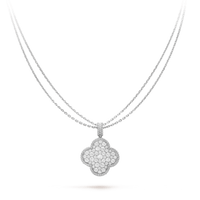 [
Bluetears-Jewels]CLOVER 25MM SILVER FULL DIAMOND BIG CLOVER NECKLACE