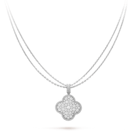 [Blue Jewels]CLOVER 25MM SILVER FULL DIAMOND BIG CLOVER NECKLACE