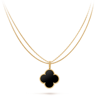 [Blue Jewels]CLOVER 25MM GOLD ONYX GROSSE KLEE-HALSKETTE