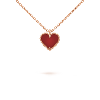 [
Bluetears-Jewels]SWEET CLOVER CARNELIAN HEART NECKLACE