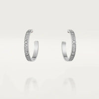 [Blue Jewels]LOVE DIAMOND SILVER HOOP EARRINGS