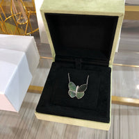 [
Bluetears-Jewels]LARGE BUTTERFLY SILVER PENDANT DIAMOND NECKLACE