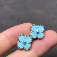[Blue Jewels]CLOVER 1 DIAMOND BLUE SKY SILVER EARRINGS