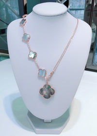 [
Bluetears-Jewels]COMBINED BRACELET 5 MOTIFS AND NECKLACE DARK MOP ROSE GOLD